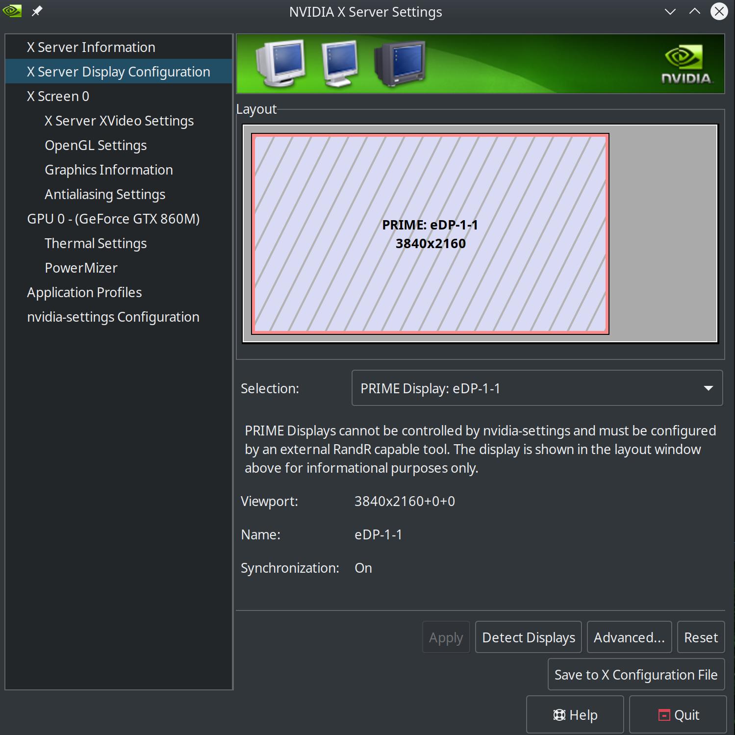 Nvidia x server discount settings arch linux