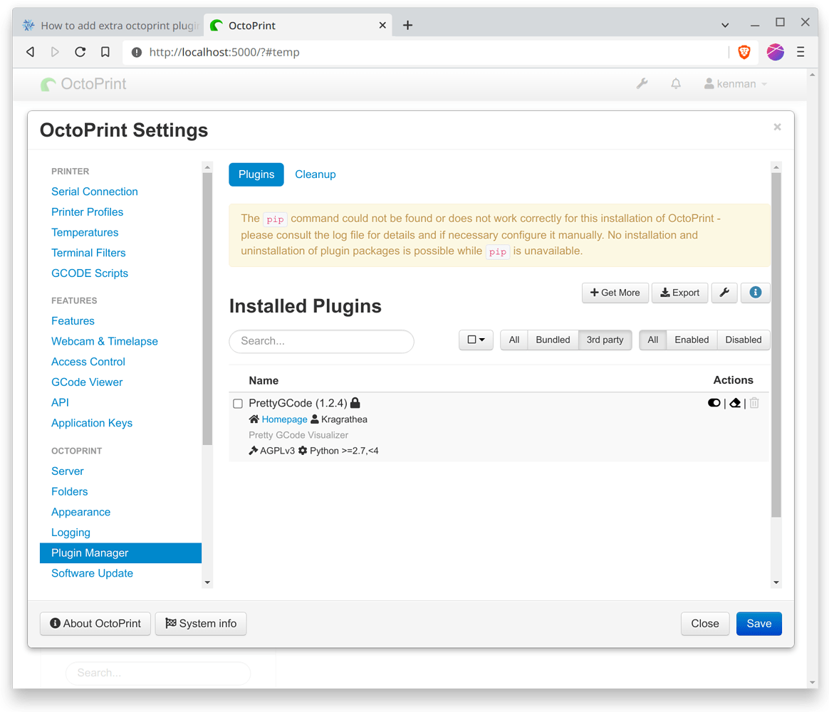 How to add extra octoprint plugins to the existing plugins attribute ...