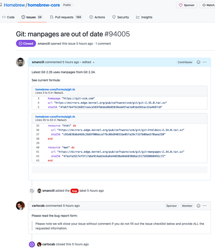 Screenshot 2022-01-28 at 18-42-46 Git manpages are out of date · Issue #94005 · Homebrew homebrew-core