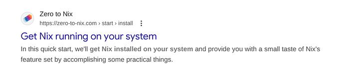 Their zero-to-nix guide ranks highly querying for "Install Nix":