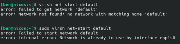 virsh net-start default